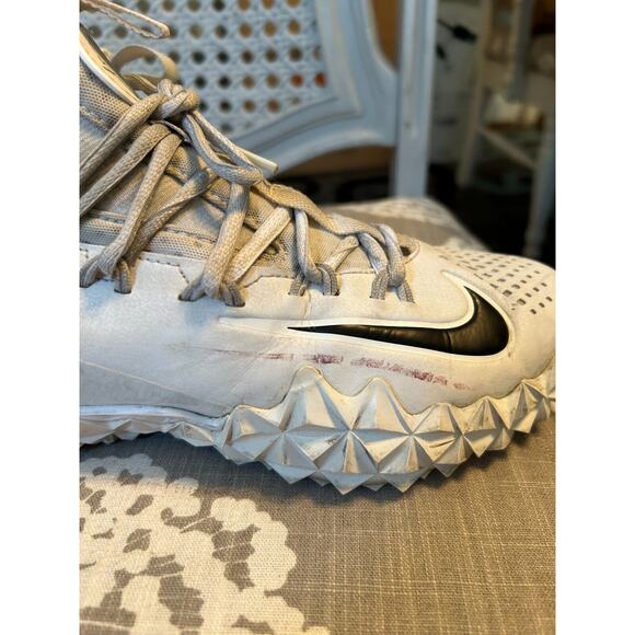 Mens Nike Alpha Huarache 6 Elite 923426-107 White Gray Lacrosse Cleats - Picture 5 of 11